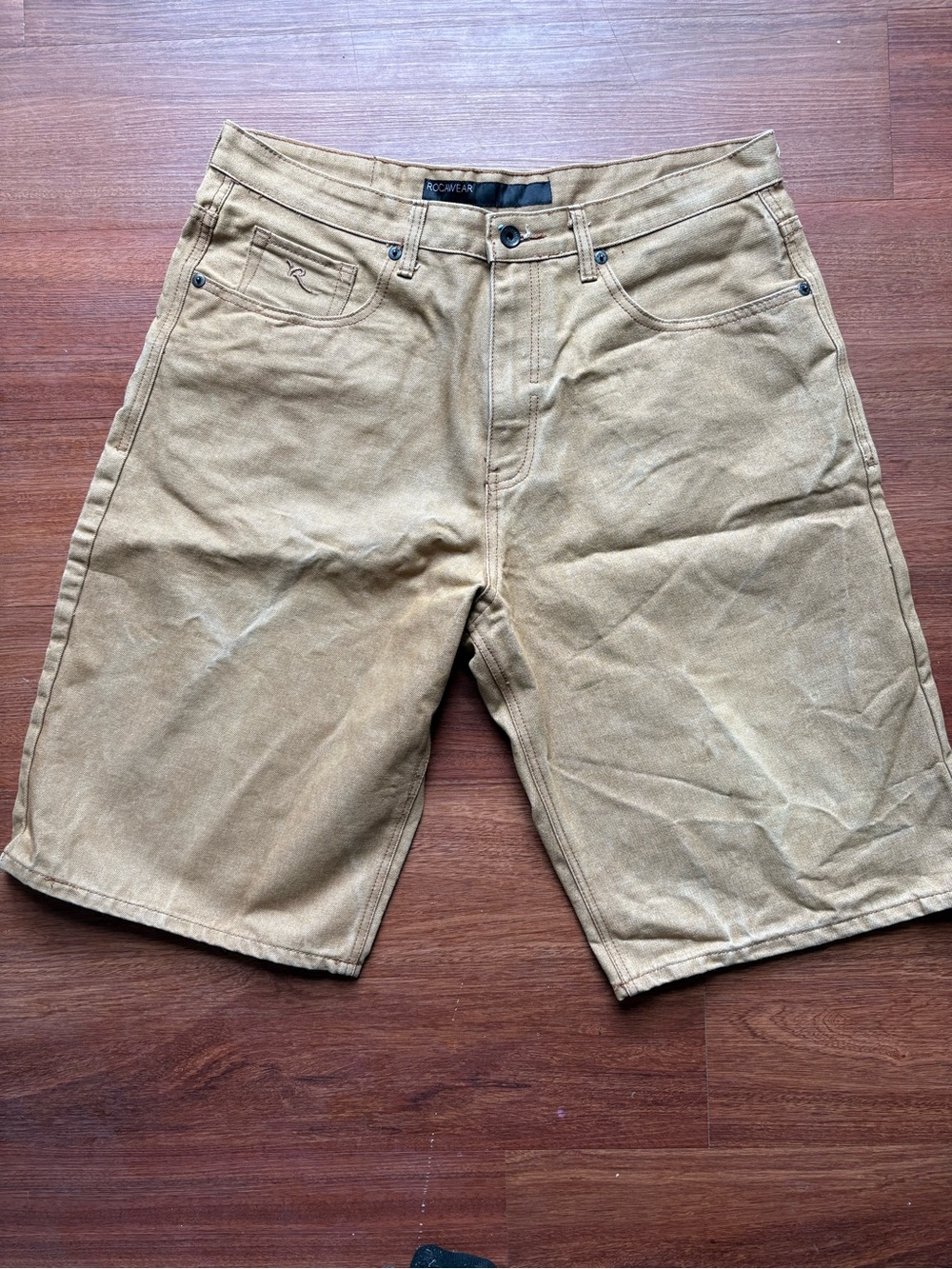 Rocawear Khaki Denim Shorts Men’s 36 Y2K Baggy Hip Hop